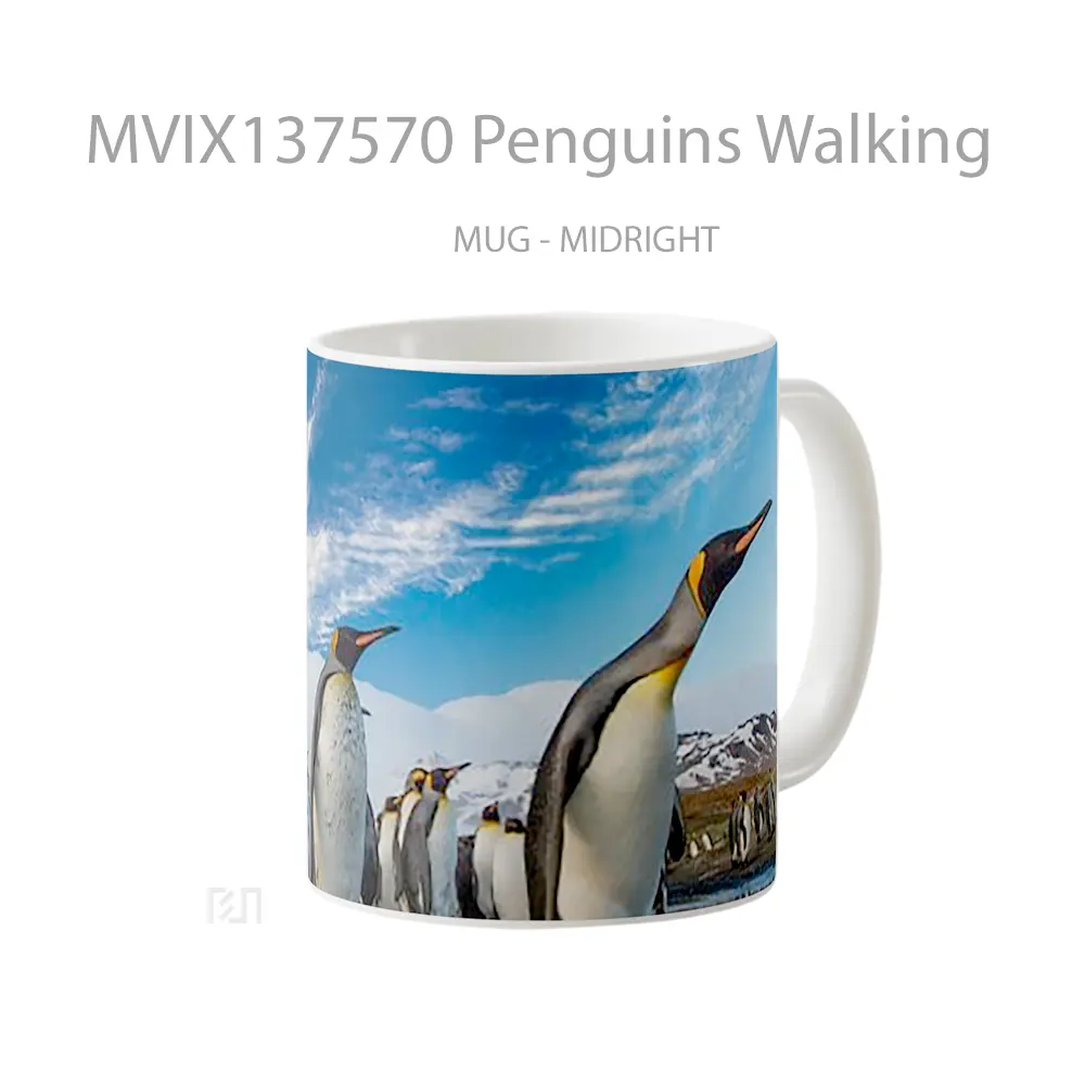 Mug Penguins Walking Gelas Keramik Unik - All-side / Desain