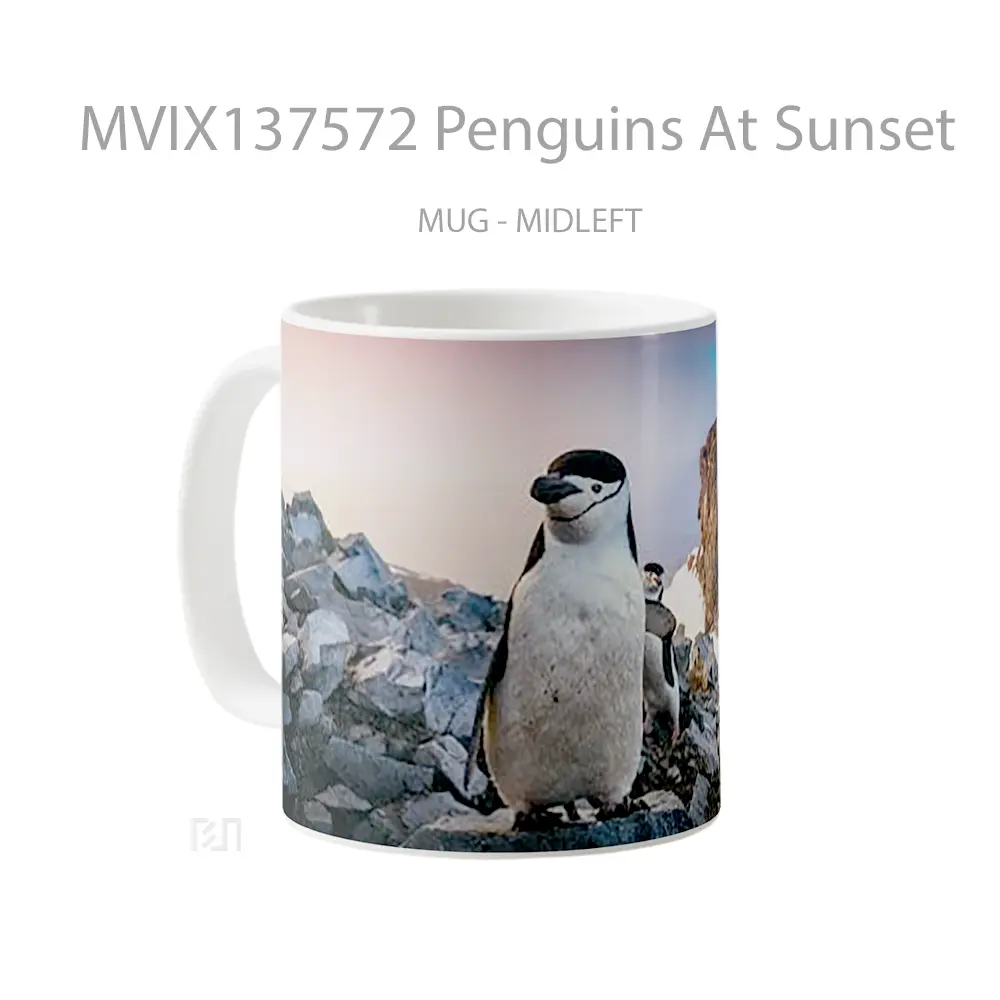 Mug Penguins At Sunset Gelas Pemandangan Alam - All-side / Desain
