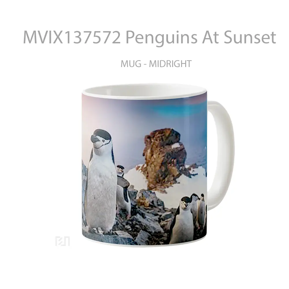 Mug Penguins At Sunset Gelas Pemandangan Alam - All-side / Desain