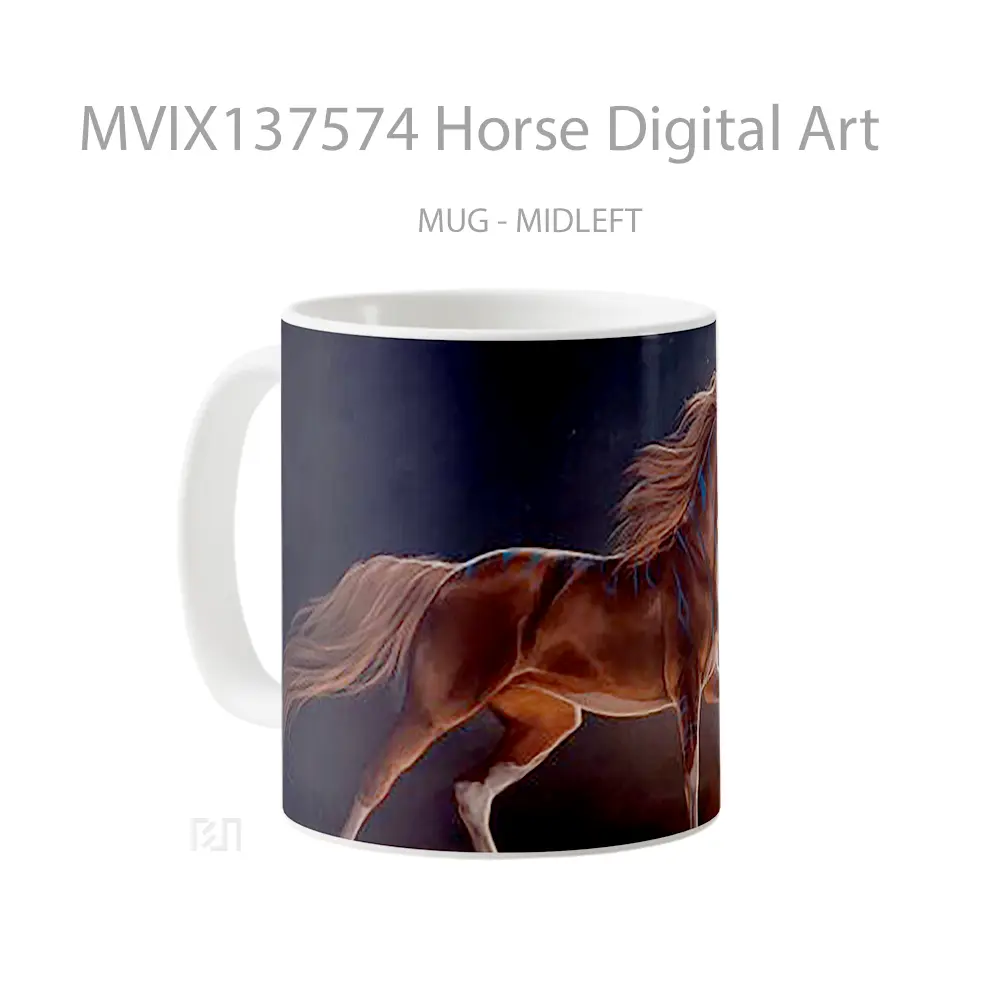 Mug Horse Digital Art Gelas Hewan Lucu - All-side / Desain