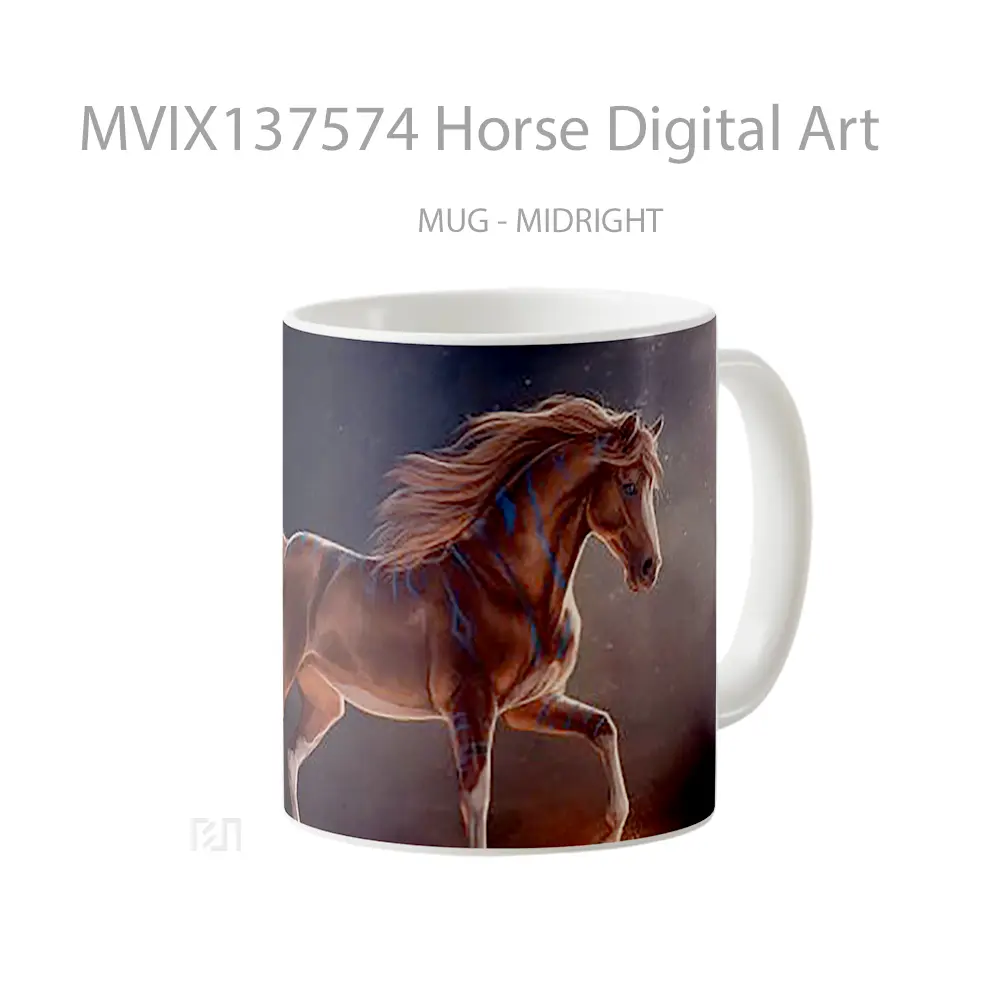 Mug Horse Digital Art Gelas Hewan Lucu - All-side / Desain
