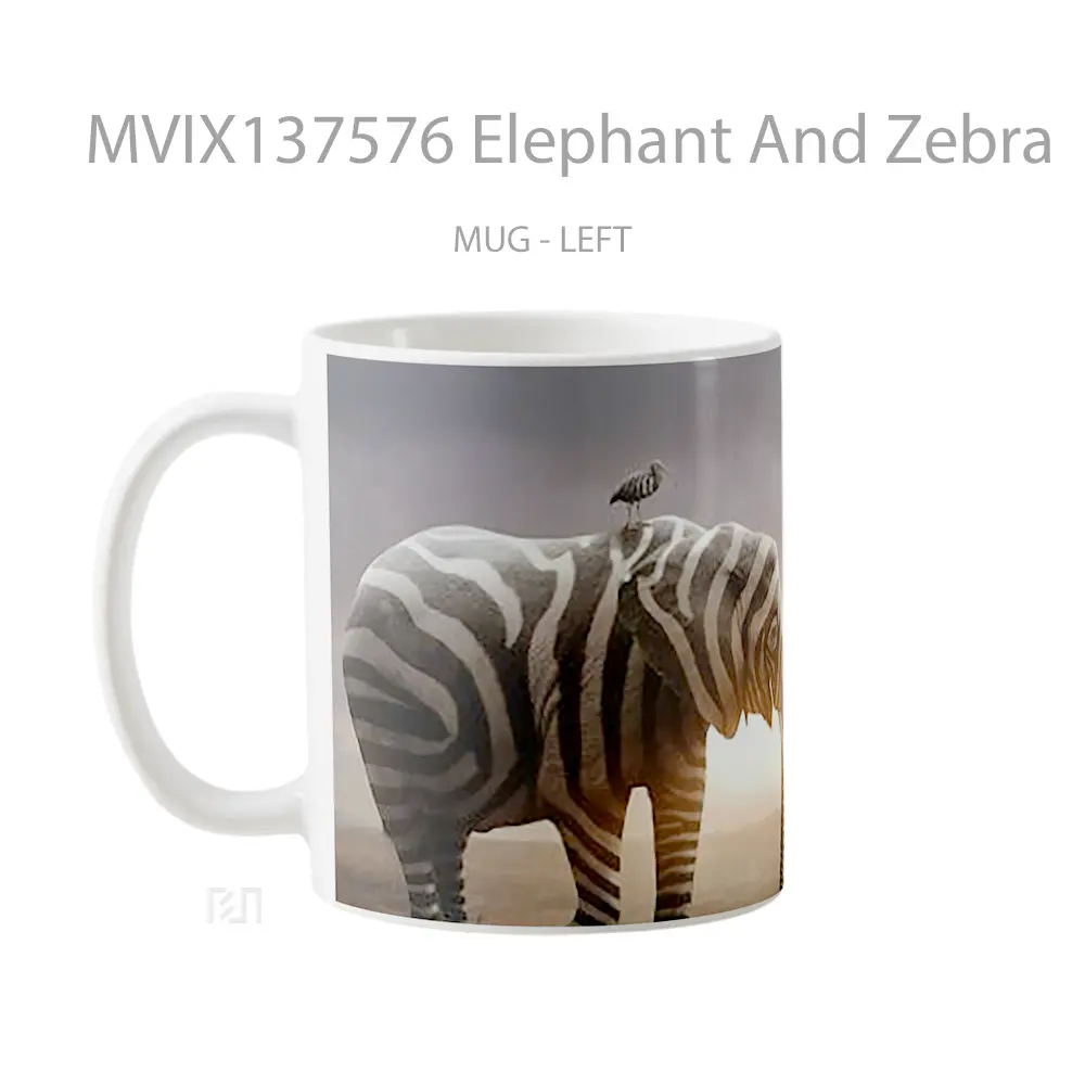 Mug Elephant And Zebra Gelas Hewan Lucu - All-side / Desain