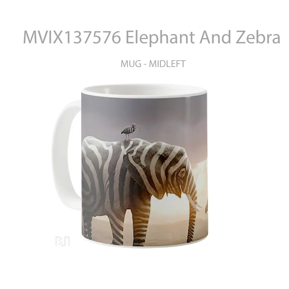 Mug Elephant And Zebra Gelas Hewan Lucu - All-side / Desain