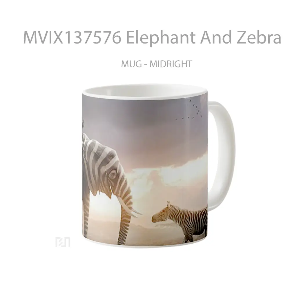 Mug Elephant And Zebra Gelas Hewan Lucu - All-side / Desain