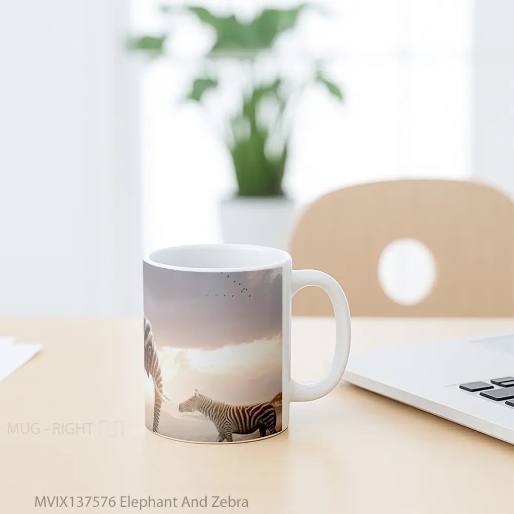 Mug Elephant And Zebra Gelas Hewan Lucu - All-side / Desain