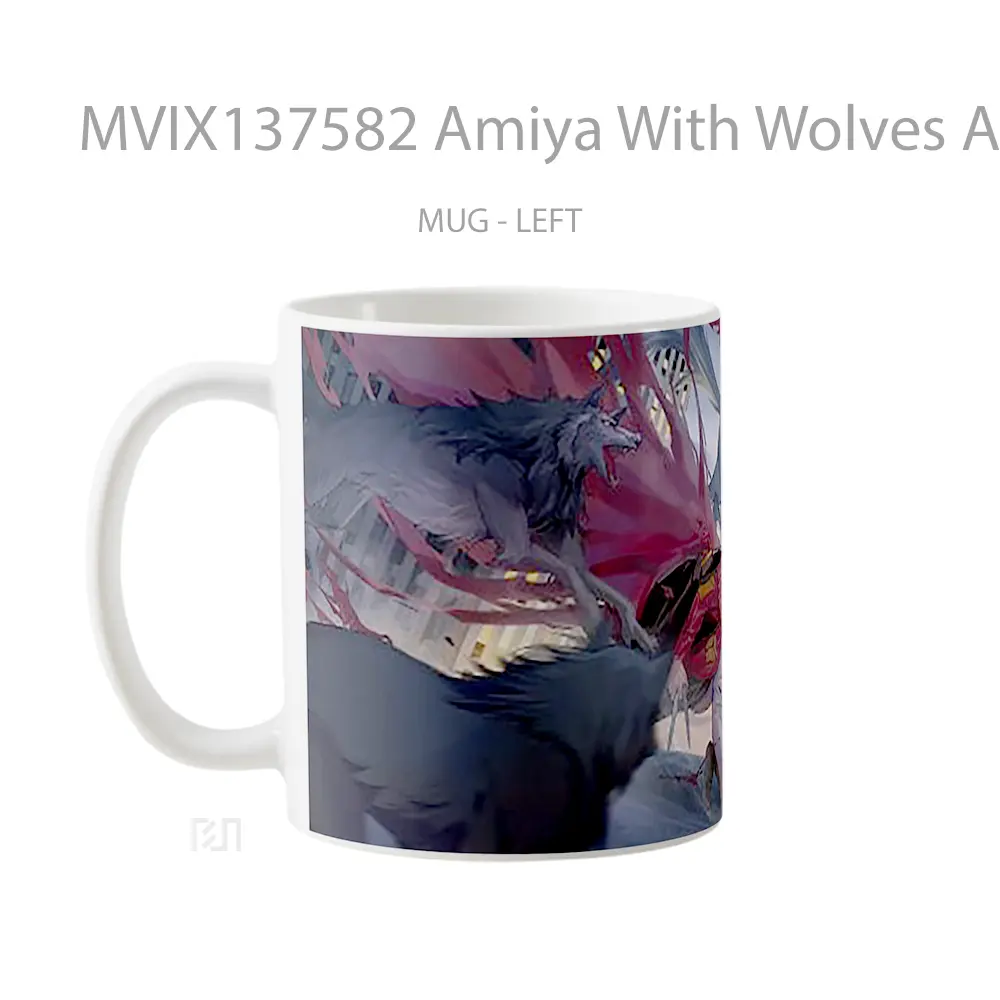 Mug Amiya With Wolves Arknights Gelas Hewan Lucu - All-side / Desain