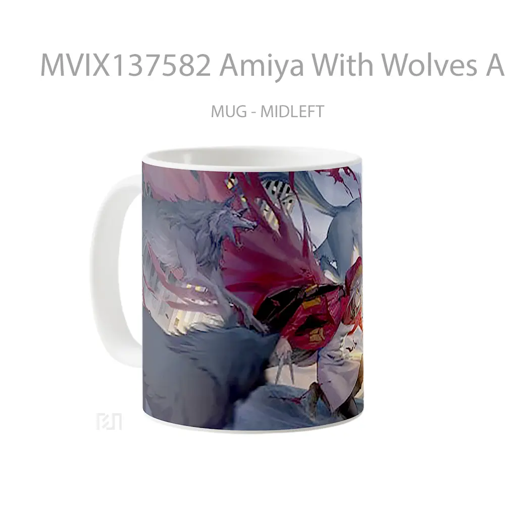 Mug Amiya With Wolves Arknights Gelas Hewan Lucu - All-side / Desain