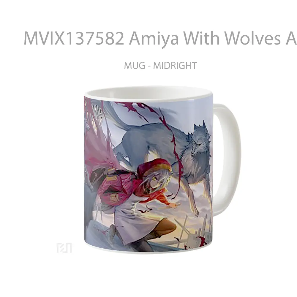 Mug Amiya With Wolves Arknights Gelas Hewan Lucu - All-side / Desain