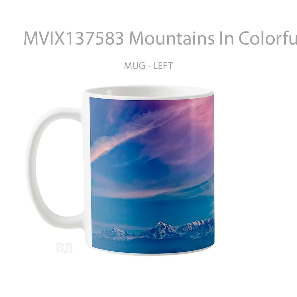 Mug Mountains In Colorful Sunset Gelas Pemandangan Alam - All-side / Desain