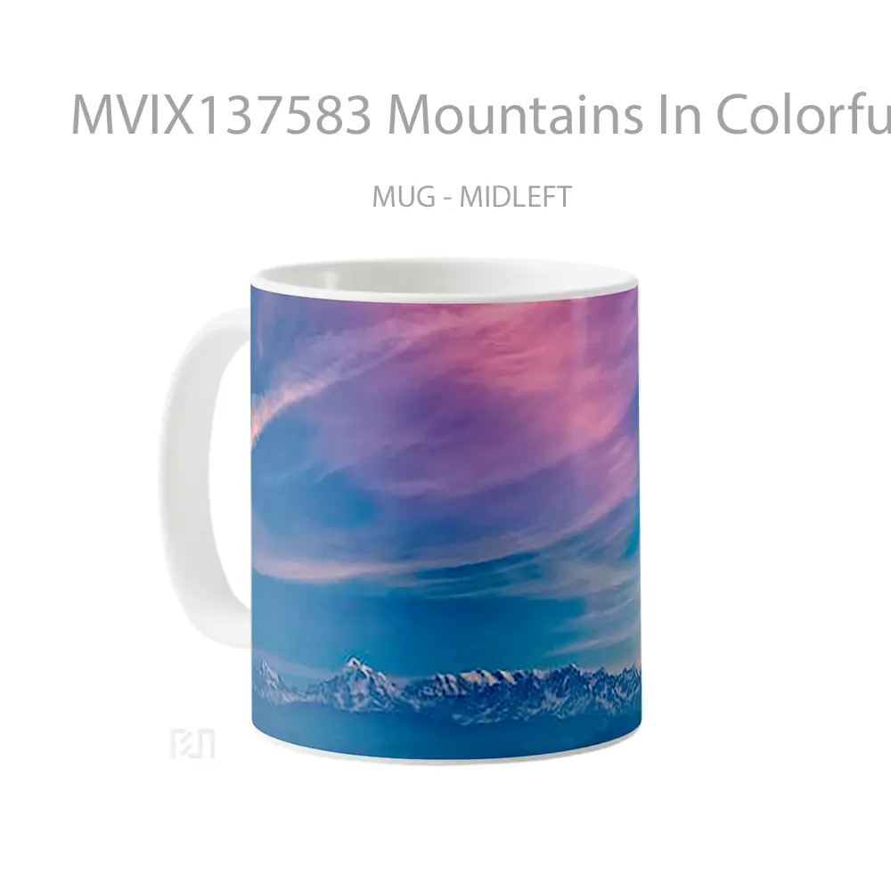 Mug Mountains In Colorful Sunset Gelas Pemandangan Alam - All-side / Desain