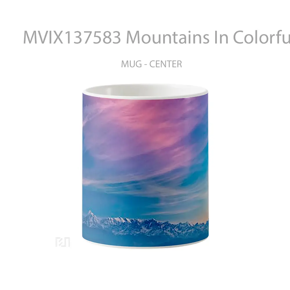 Mug Mountains In Colorful Sunset Gelas Pemandangan Alam