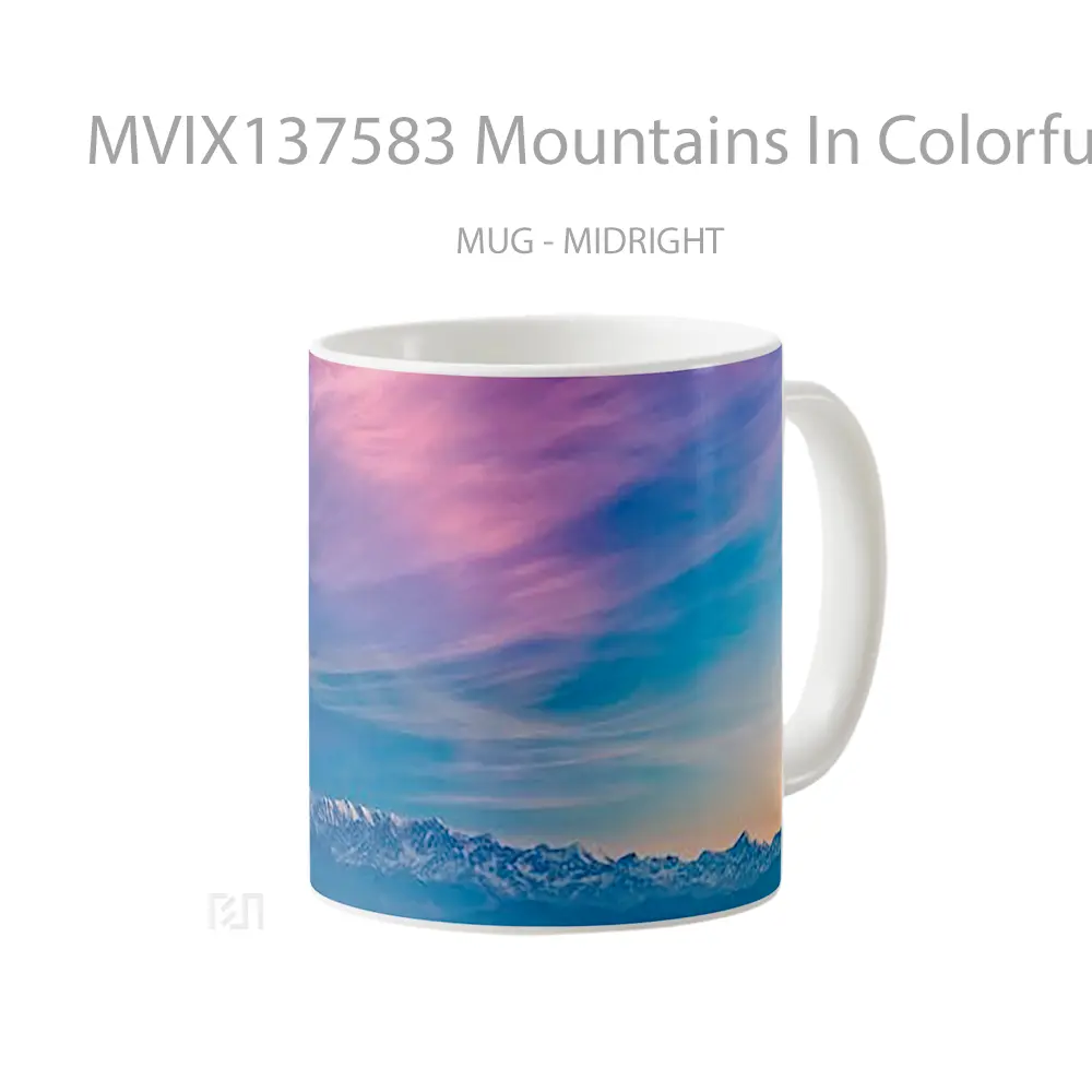 Mug Mountains In Colorful Sunset Gelas Pemandangan Alam - All-side / Desain
