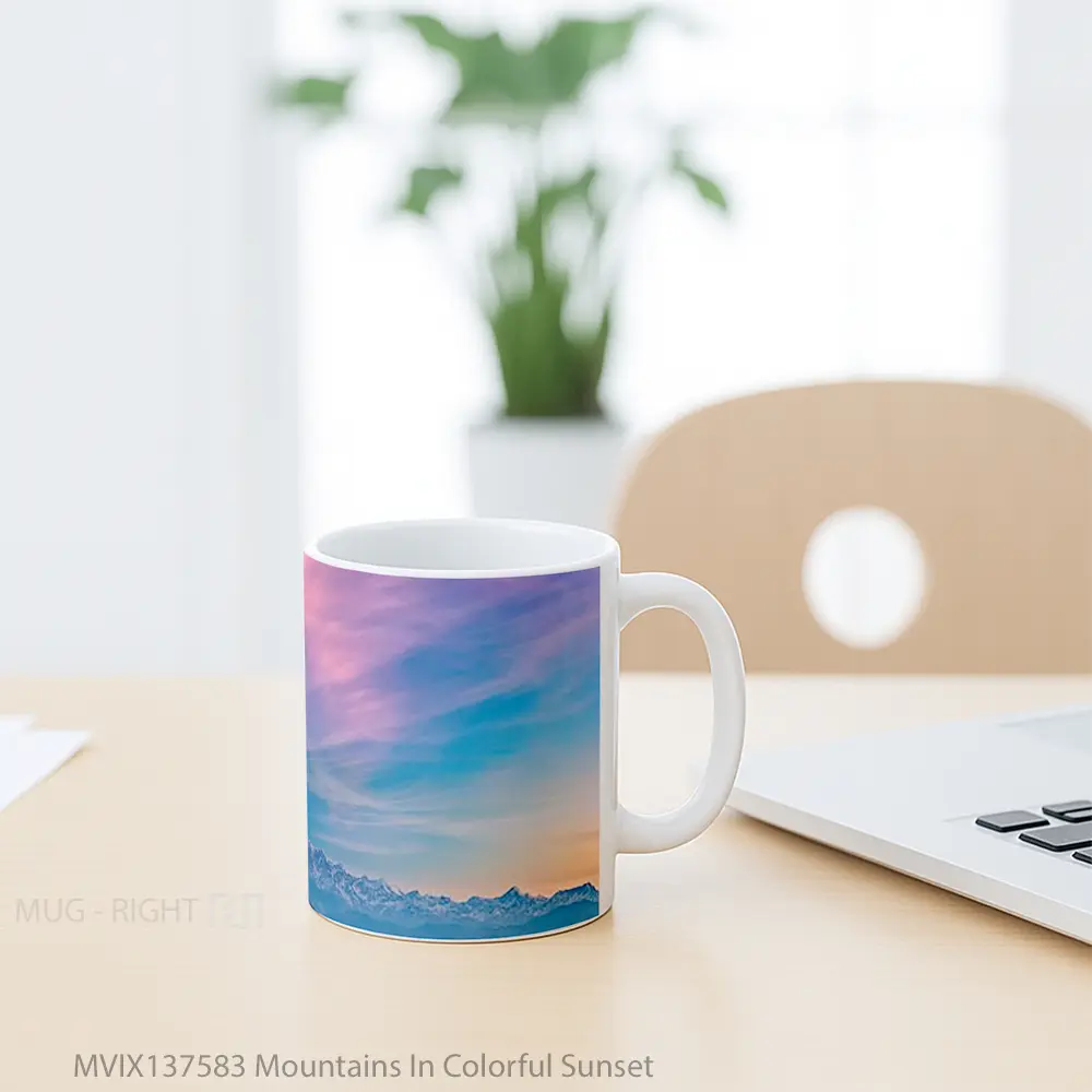 Mug Mountains In Colorful Sunset Gelas Pemandangan Alam - All-side / Desain