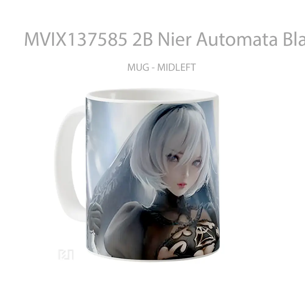Mug 2B Nier Automata Black Dress Cangkir Gamer - All-side / Desain
