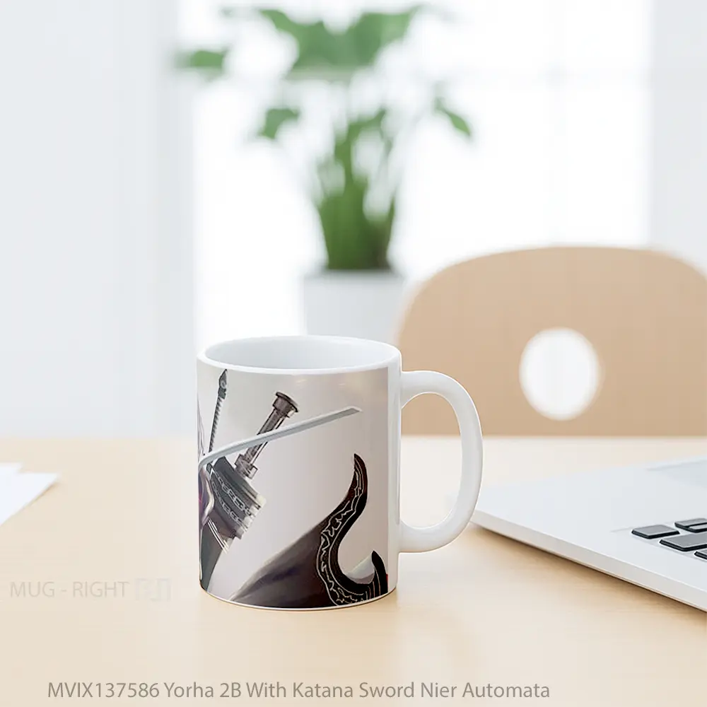 Mug Yorha 2B With Katana Sword Nier Automata Cangkir Gamer - All-side / Desain