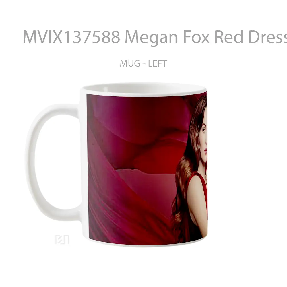 Mug Megan Fox Red Dress Gelas Selebriti - All-side / Desain