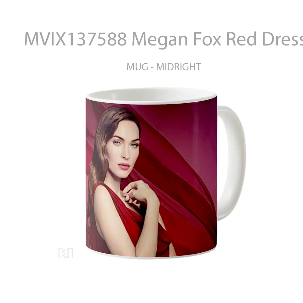 Mug Megan Fox Red Dress Gelas Selebriti - All-side / Desain