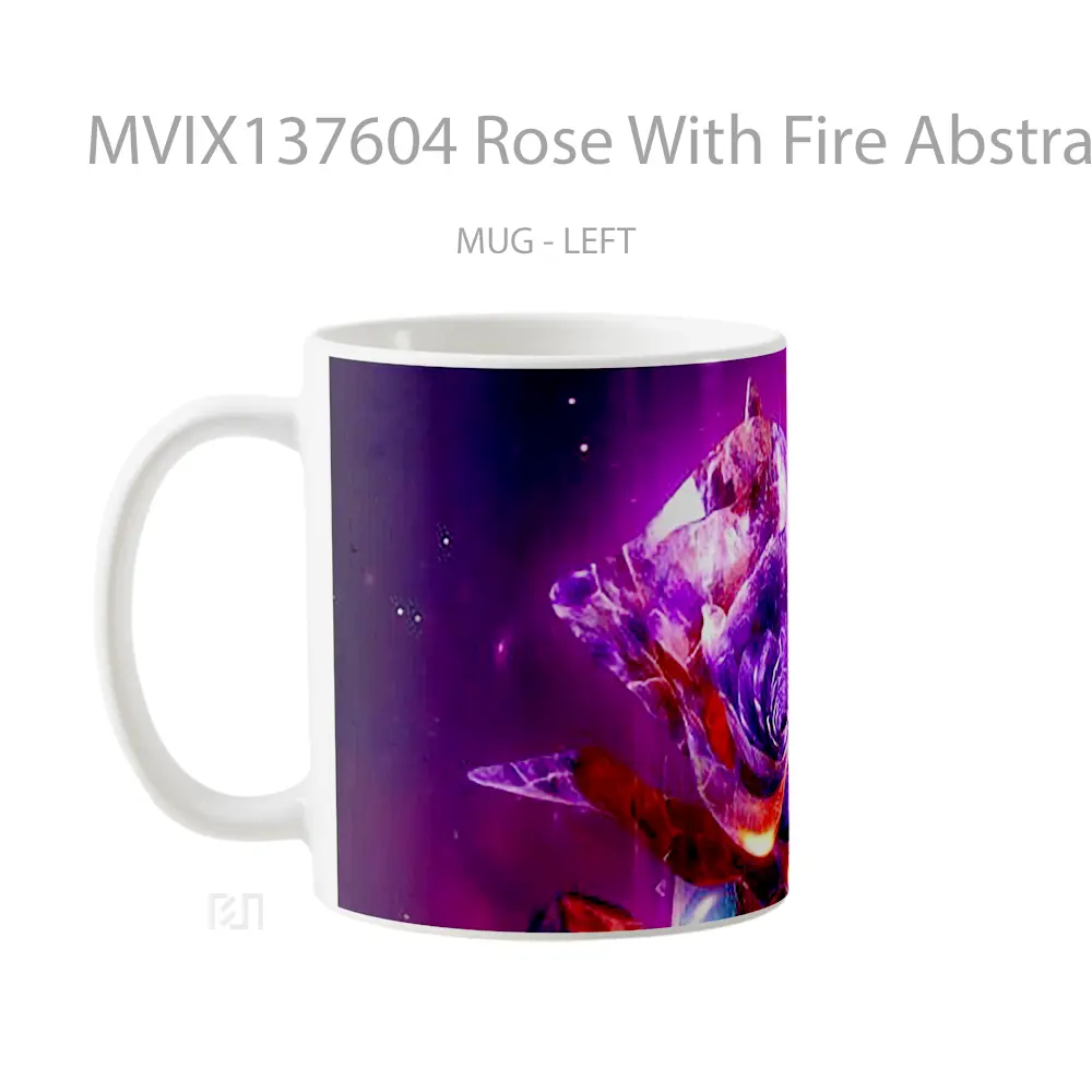 Mug Rose With Fire Abstract Gelas Seni Modern - All-side / Desain