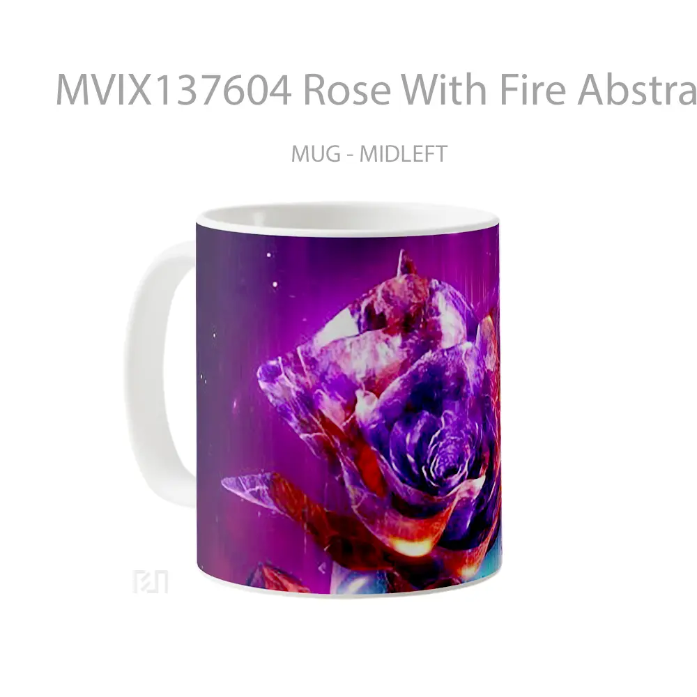 Mug Rose With Fire Abstract Gelas Seni Modern - All-side / Desain