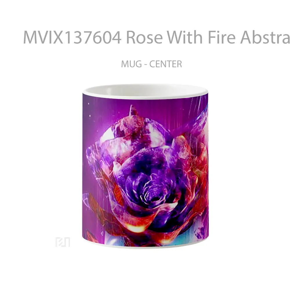 Mug Rose With Fire Abstract Gelas Seni Modern