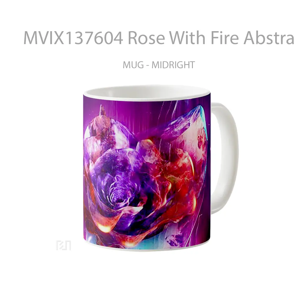 Mug Rose With Fire Abstract Gelas Seni Modern - All-side / Desain