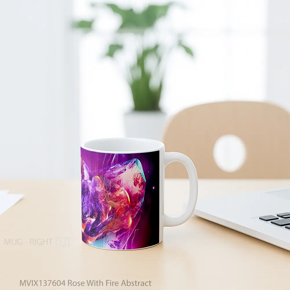 Mug Rose With Fire Abstract Gelas Seni Modern - All-side / Desain