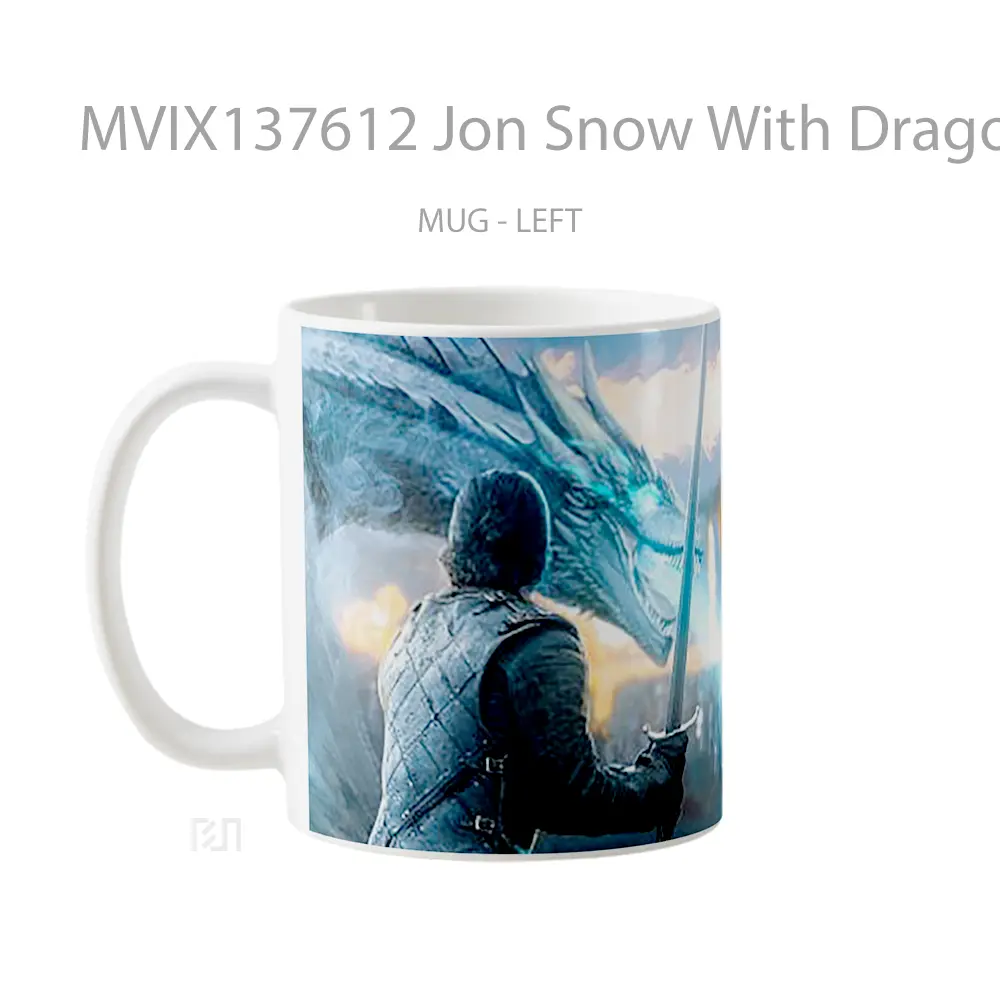Mug Jon Snow With Dragon From Game Of Thrones Cangkir Gamer - All-side / Desain