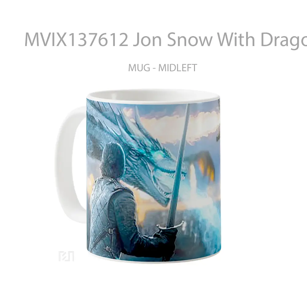 Mug Jon Snow With Dragon From Game Of Thrones Cangkir Gamer - All-side / Desain