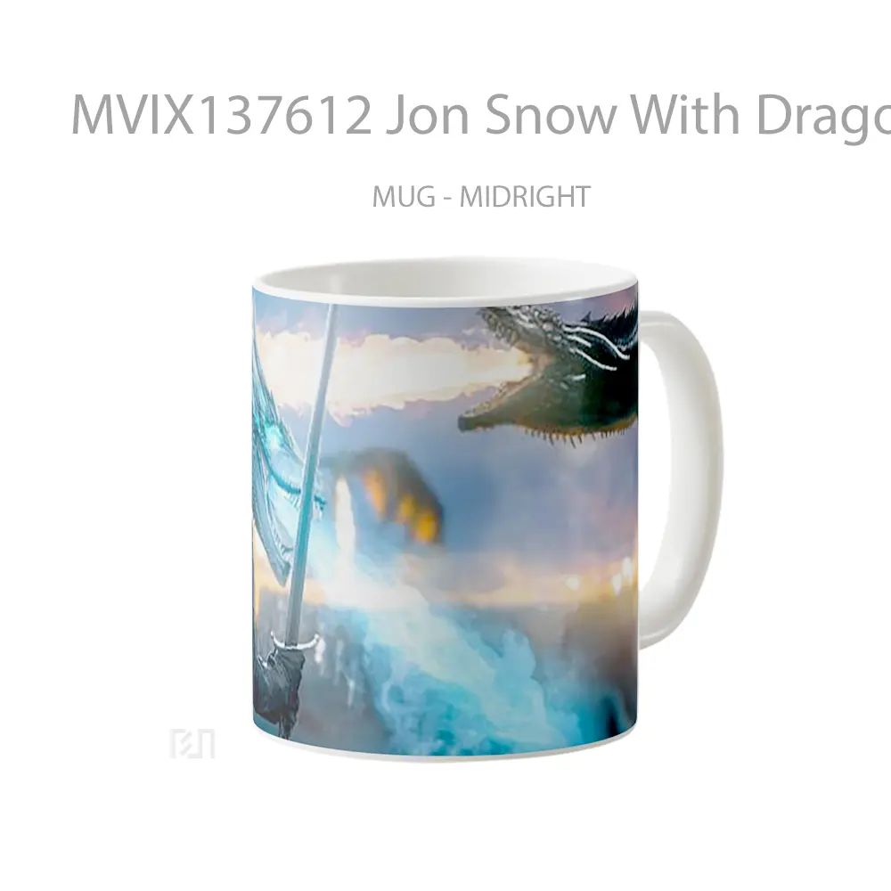 Mug Jon Snow With Dragon From Game Of Thrones Cangkir Gamer - All-side / Desain