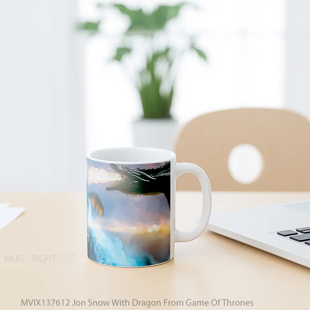 Mug Jon Snow With Dragon From Game Of Thrones Cangkir Gamer - All-side / Desain