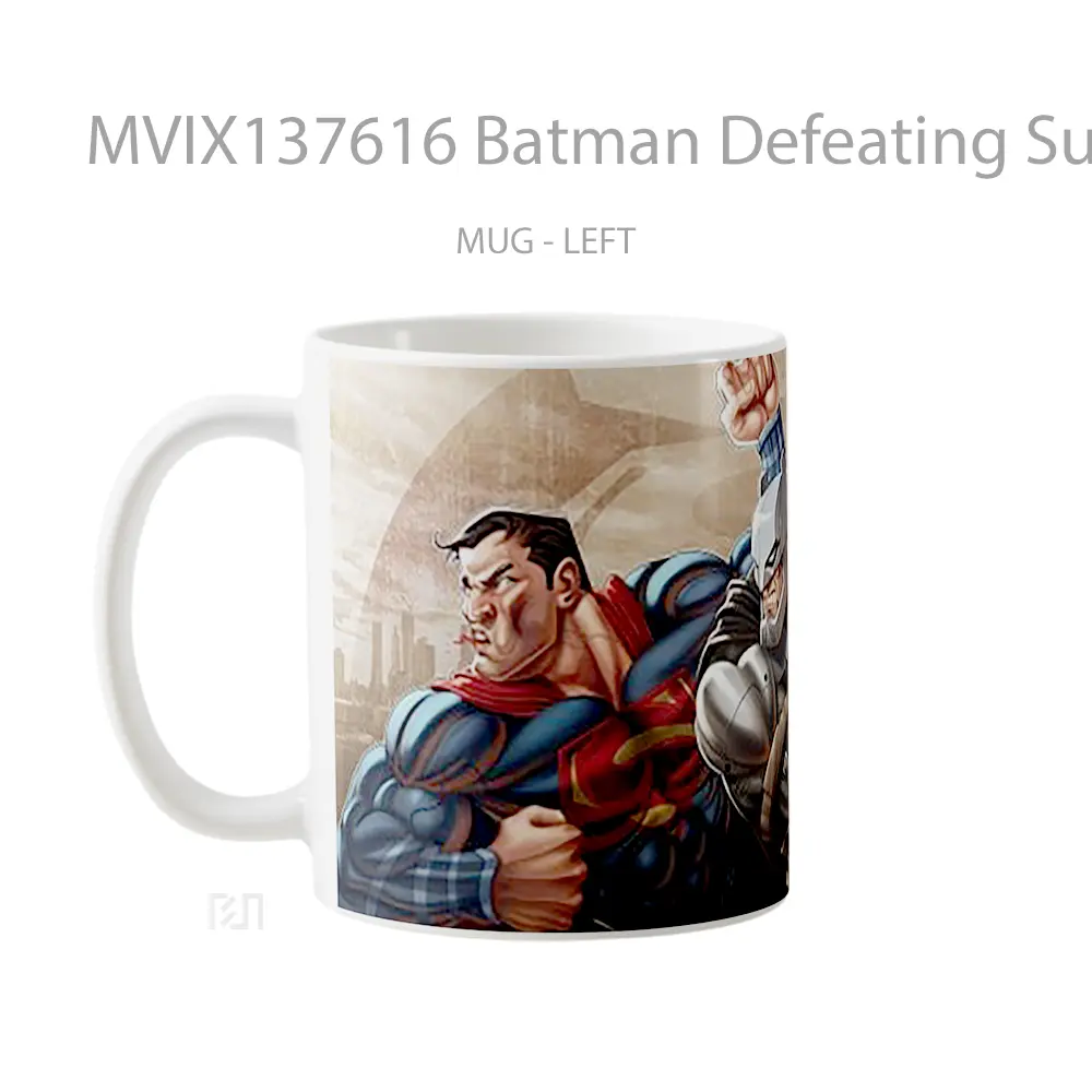 Mug Batman Defeating Superman Gelas Superhero - All-side / Desain