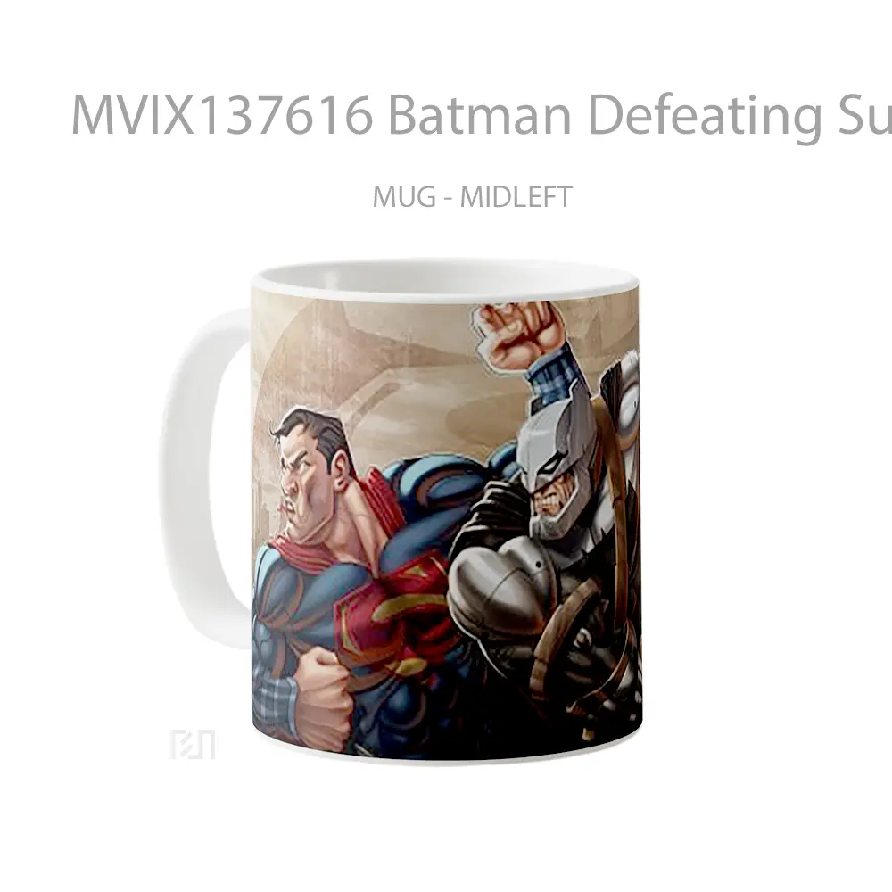 Mug Batman Defeating Superman Gelas Superhero - All-side / Desain