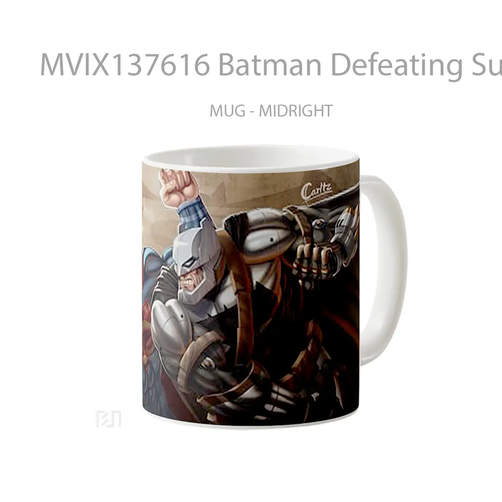 Mug Batman Defeating Superman Gelas Superhero - All-side / Desain