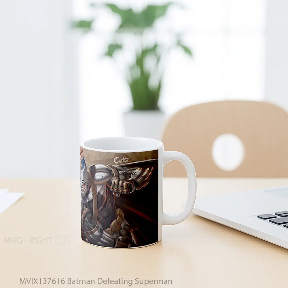 Mug Batman Defeating Superman Gelas Superhero - All-side / Desain