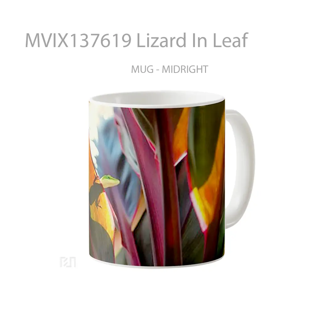 Mug Lizard In Leaf Gelas Keramik Unik - All-side / Desain
