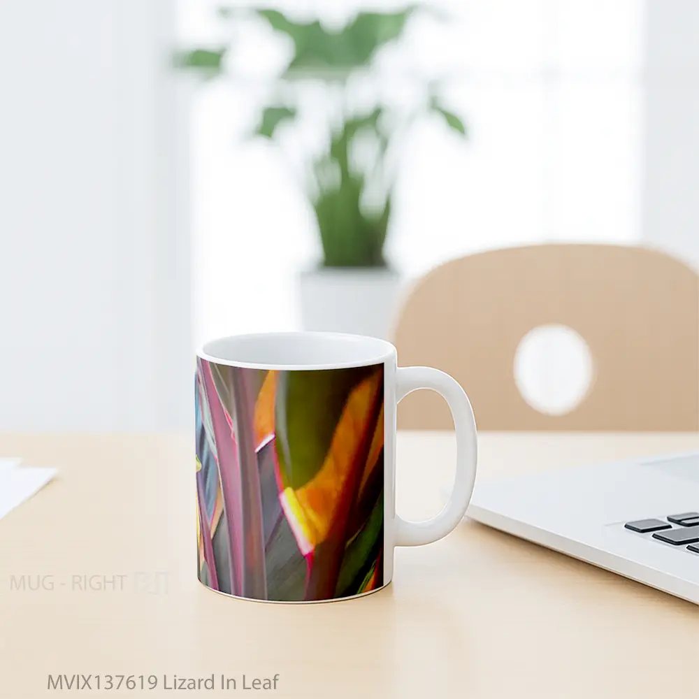 Mug Lizard In Leaf Gelas Keramik Unik - All-side / Desain