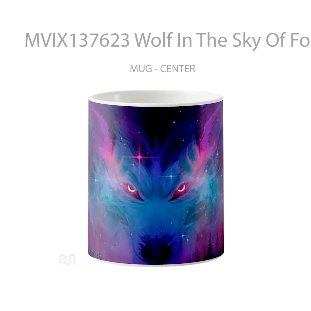 Mug Wolf In The Sky Of Forest Gelas Hewan Lucu