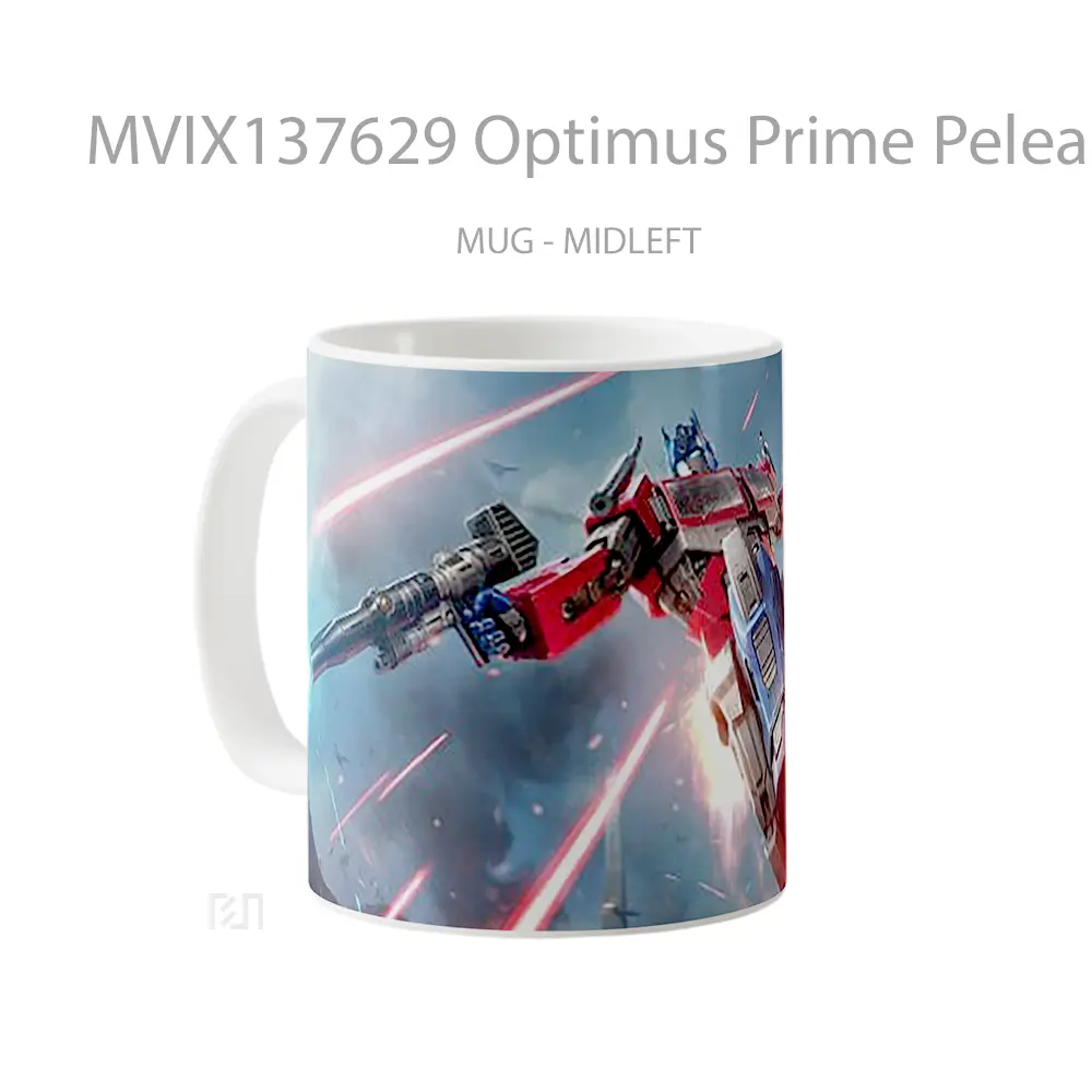 Mug Optimus Prime Peleando Gelas Keramik Unik - All-side / Desain