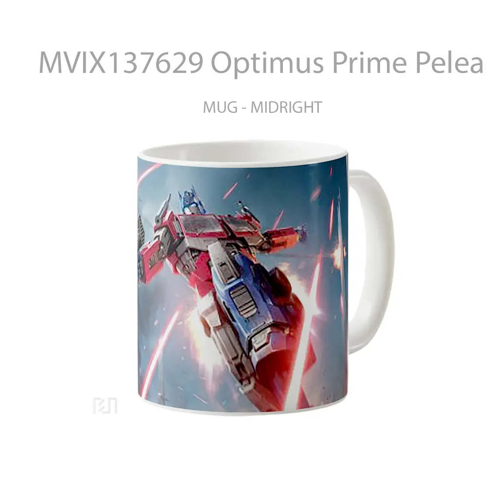 Mug Optimus Prime Peleando Gelas Keramik Unik - All-side / Desain