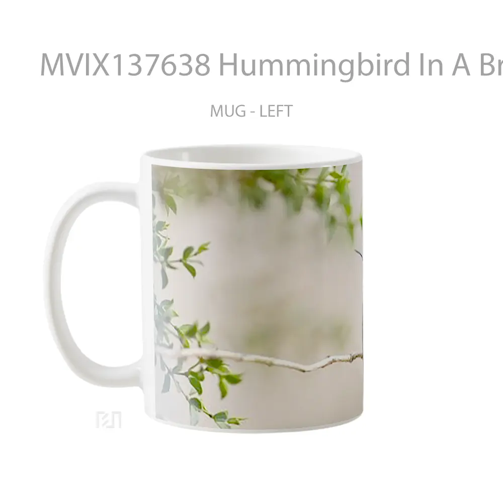 Mug Hummingbird In A Branch Gelas Keramik Unik - All-side / Desain