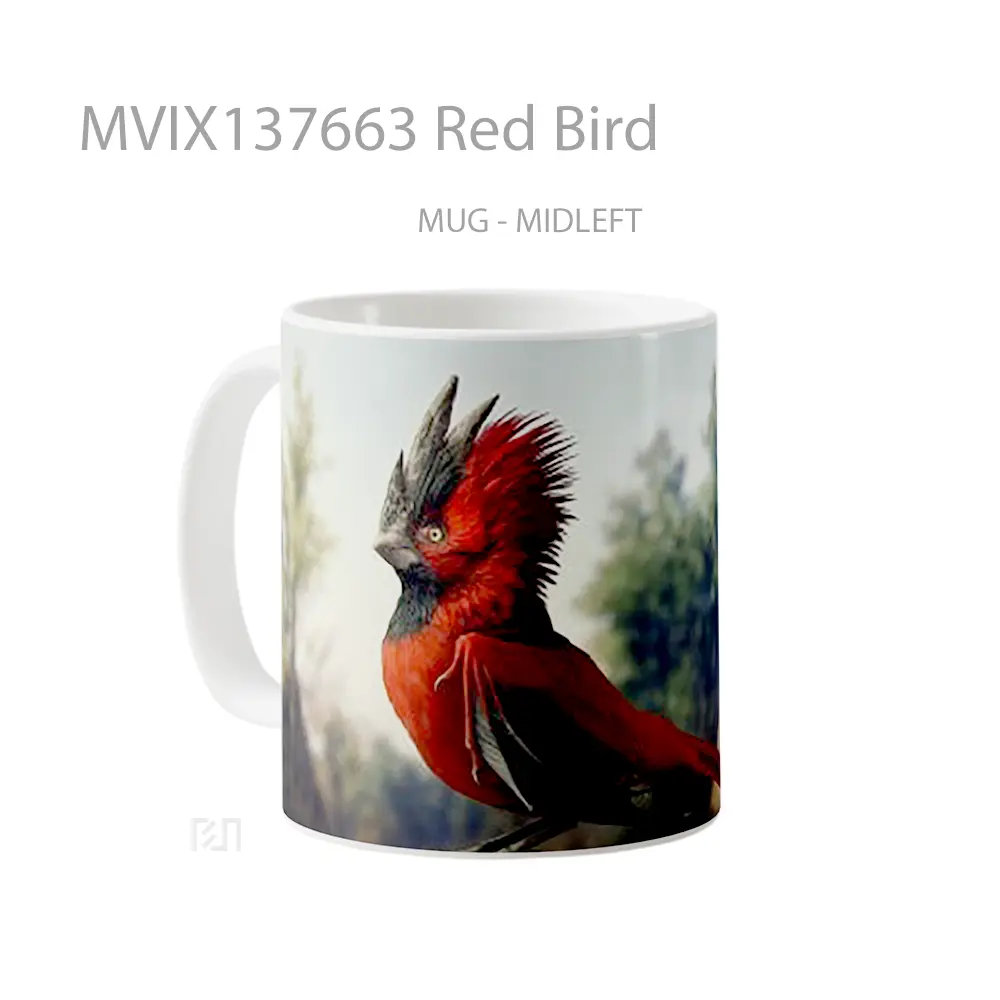 Mug Red Bird Gelas Hewan Lucu - All-side / Desain