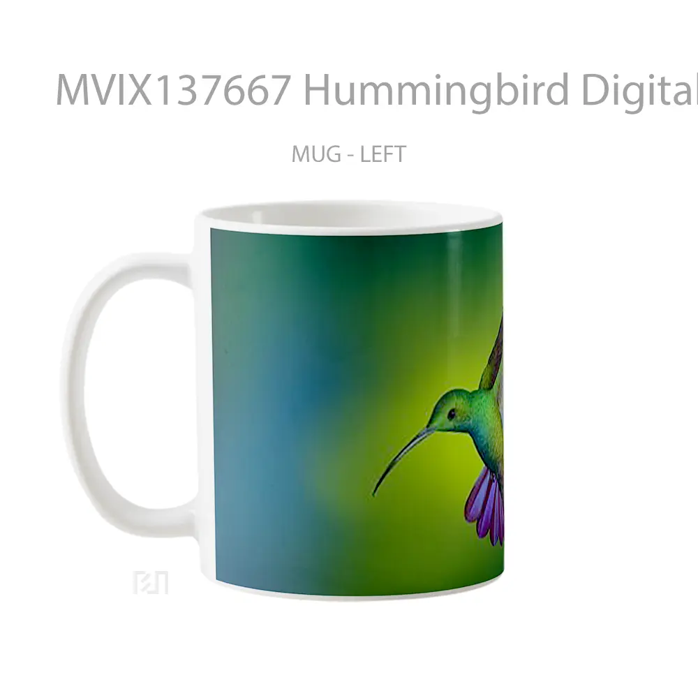 Mug Hummingbird Digital Art Gelas Seni Modern - All-side / Desain
