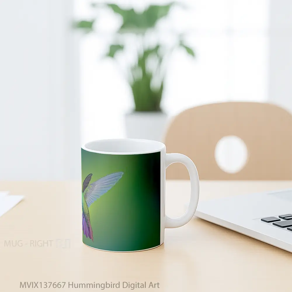 Mug Hummingbird Digital Art Gelas Seni Modern - All-side / Desain