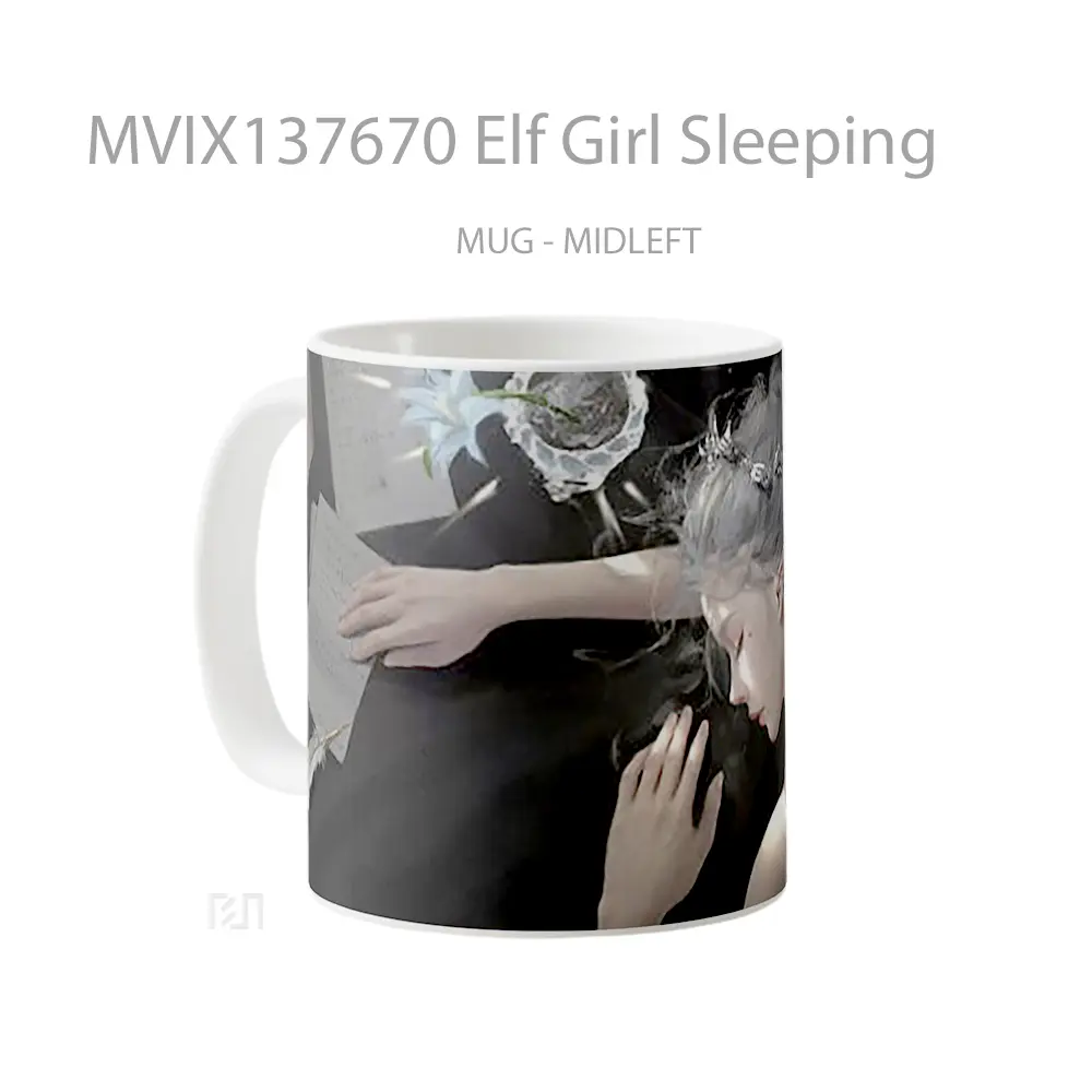 Mug Elf Girl Sleeping Gelas Fantasi - All-side / Desain