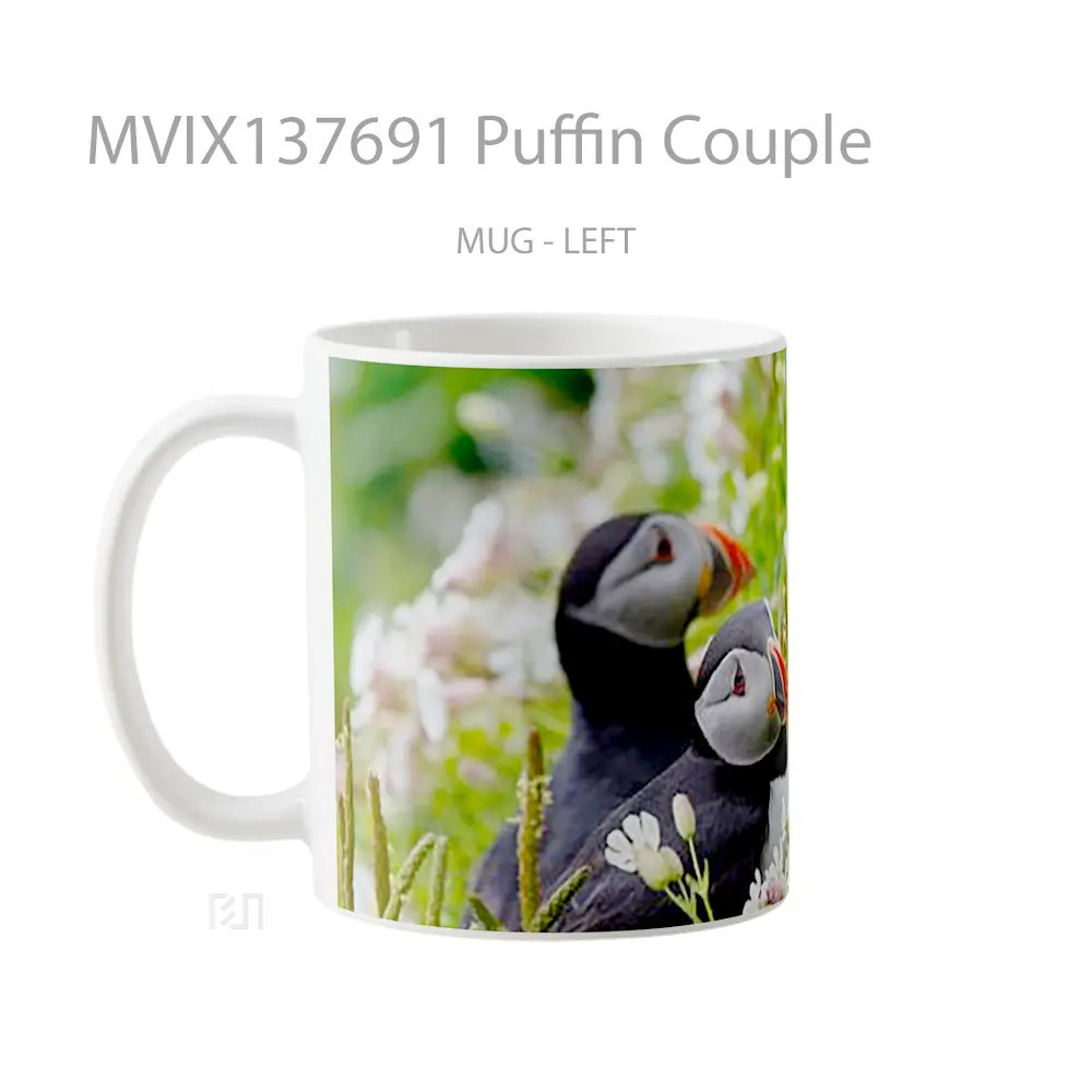 Mug Puffin Couple Gelas Keramik Unik - All-side / Desain