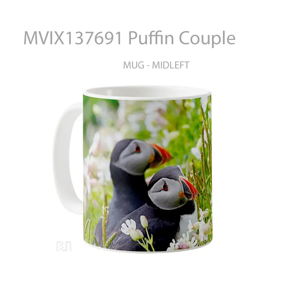 Mug Puffin Couple Gelas Keramik Unik - All-side / Desain