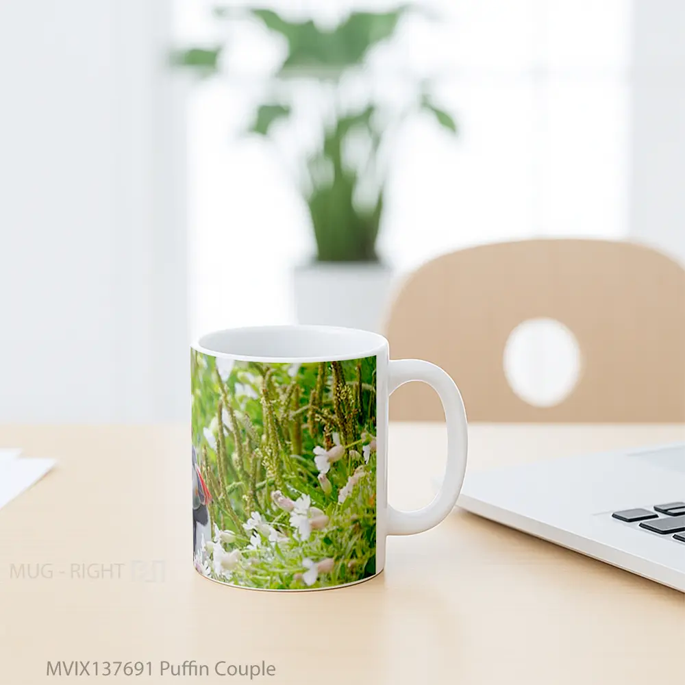 Mug Puffin Couple Gelas Keramik Unik - All-side / Desain