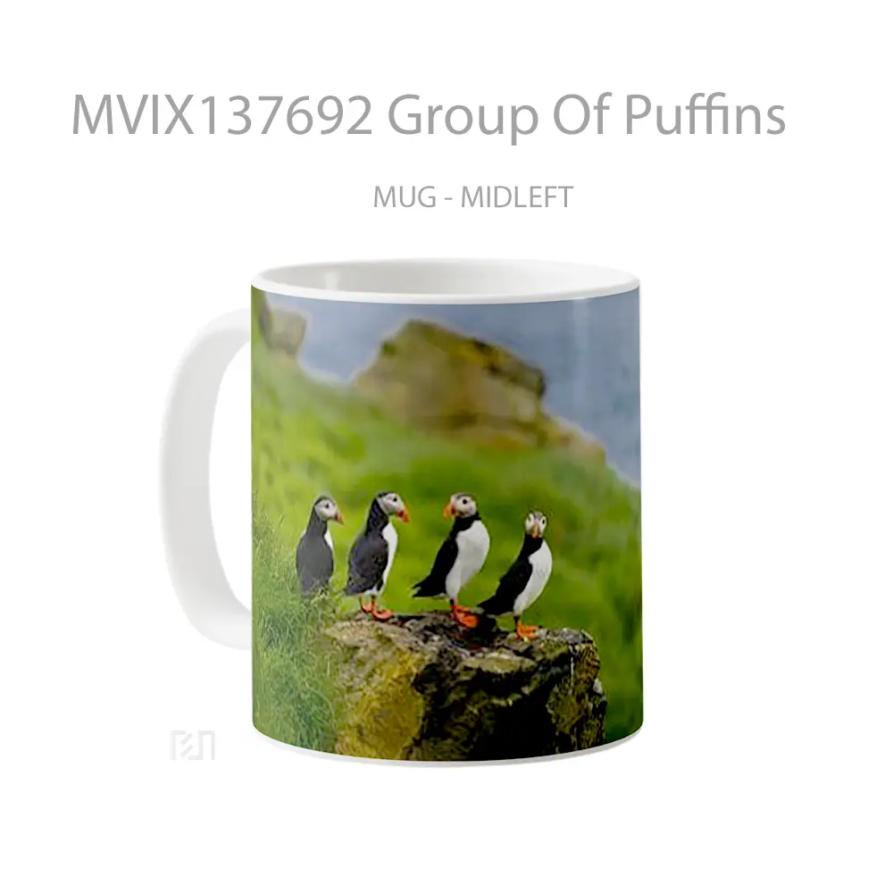 Mug Group Of Puffins Gelas Keramik Unik - All-side / Desain