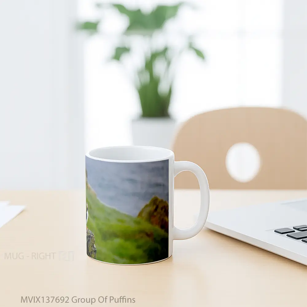 Mug Group Of Puffins Gelas Keramik Unik - All-side / Desain