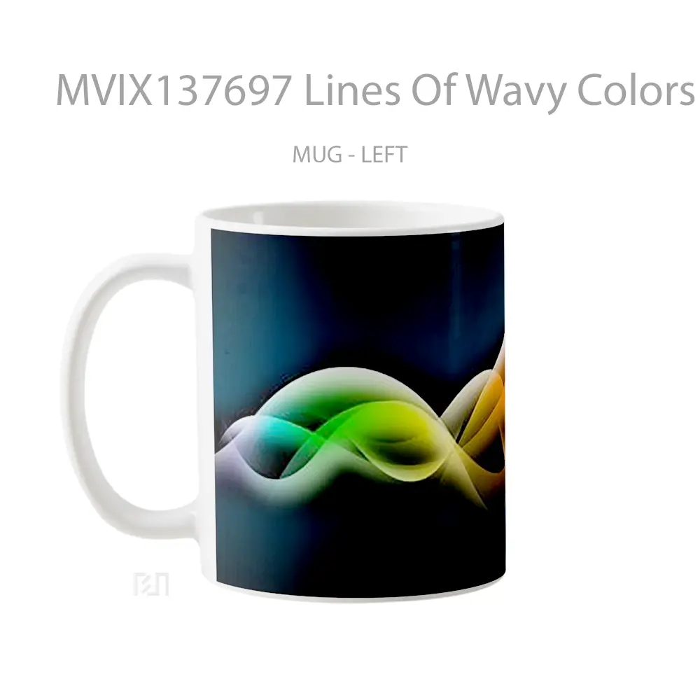Mug Lines Of Wavy Colors Gelas Keramik Unik - All-side / Desain